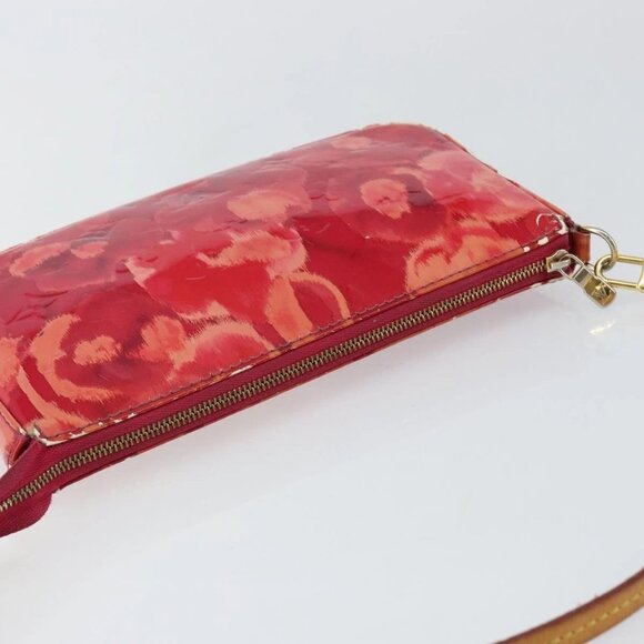 LOUIS VUITTON Vernis Ikat Pochette Accessoires Pouch Red Pink M90042 Auth 144929 - Picture 7 of 16